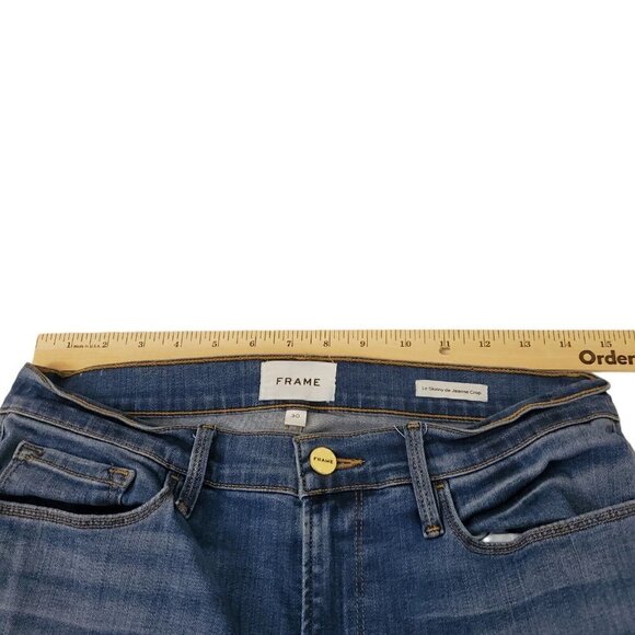 Frame Denim Le Skinny Jean 30 Womens Crop Distressed Medium Wash - Picture 7 of 9